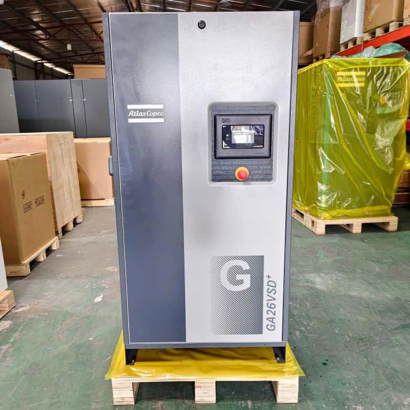 Atlas Copco Hava Kompressoru Orijinal GA26 VSD + 26kW 35HP Dəyişən Sürətli Yağ Enjeksiyonlu Dönər Vidalı Hava Kompressoru 13Bar